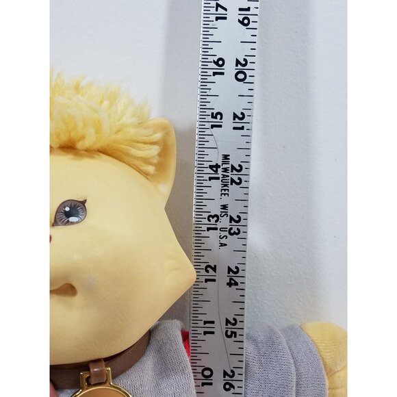 Cabbage Patch Kids Koosas Cat 14in Plush Doll Sweats Red Gray 1983 CPK Outfit - Picture 10 of 10